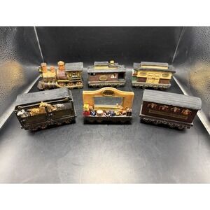 Vintage Home Towne‎ Mini Train Cars Set 1998 Christmas Village Decor Lot